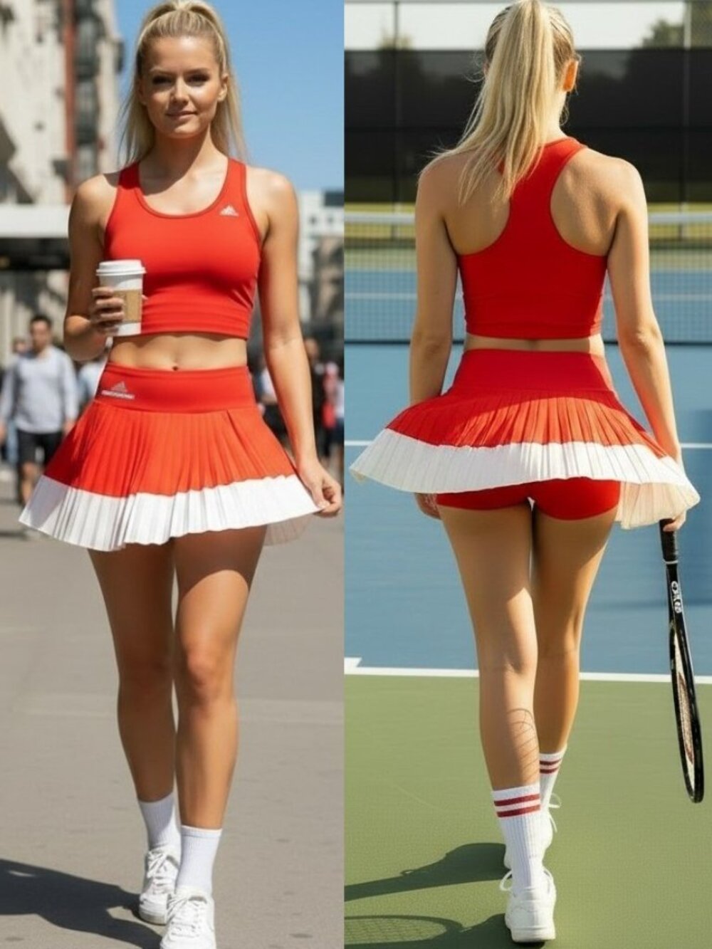 Nwt Adidas Stella McCartney Red Tennis Skort Skirt Shorts M Medium